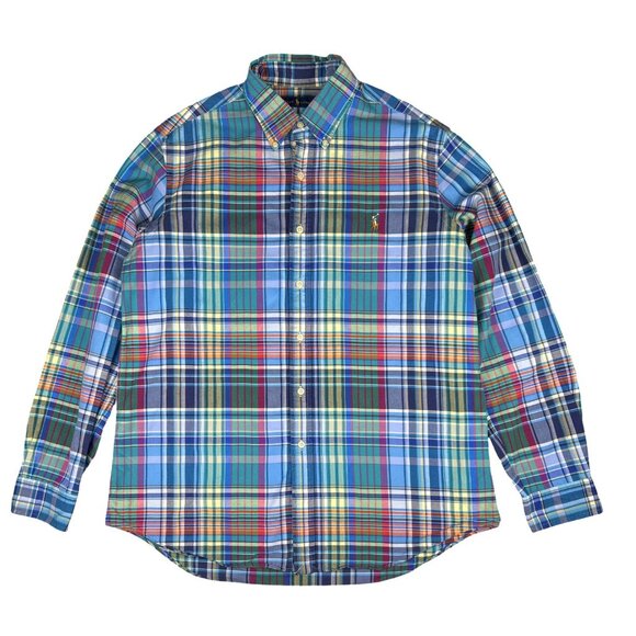 Polo Ralph Lauren Plaid Button-Down Shirt Men’s Large 100% Cotton Preppy - Picture 2 of 15